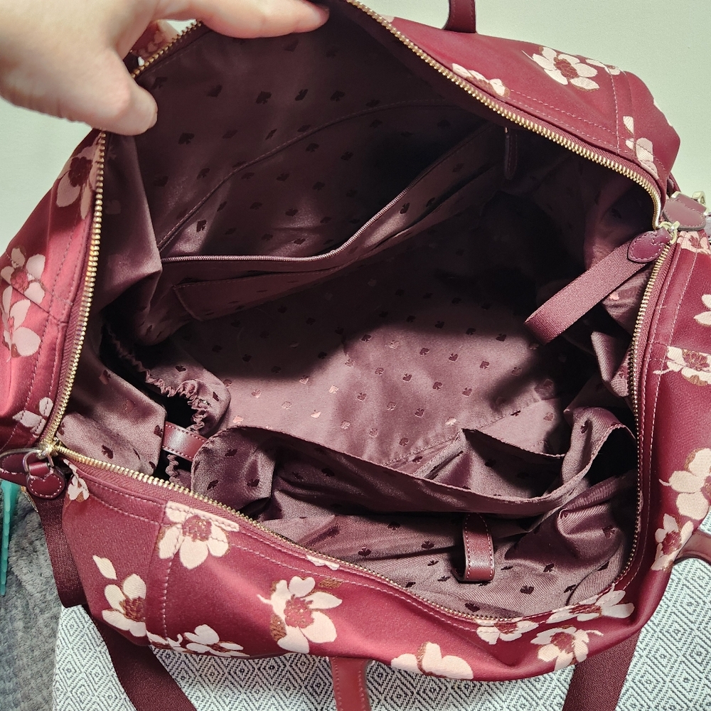 Kate Spade Red and White Floral Backpack/Weekender - Picture 4 of 9